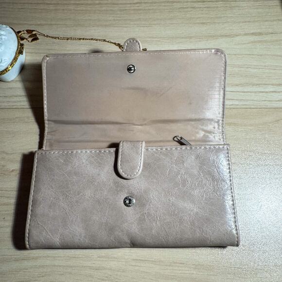 Chic Vintage Look Buckle Detail Wallet | Dusty Rose / Taupe Multi-Slot Clutch - Picture 3 of 5